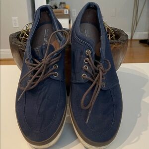 Call It Spring Navy Blue Boat Shoes with Brown Laces